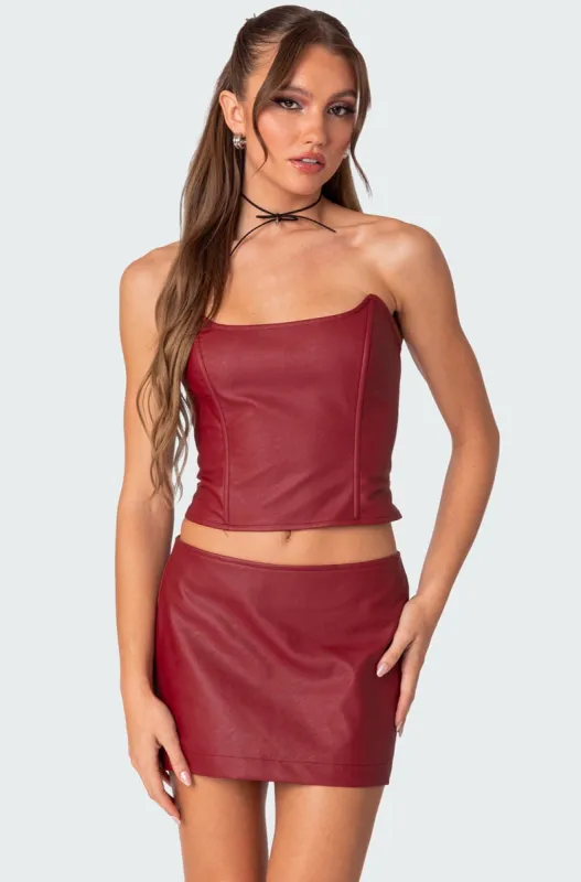 Aster Faux Leather Corset sold by Edikted
