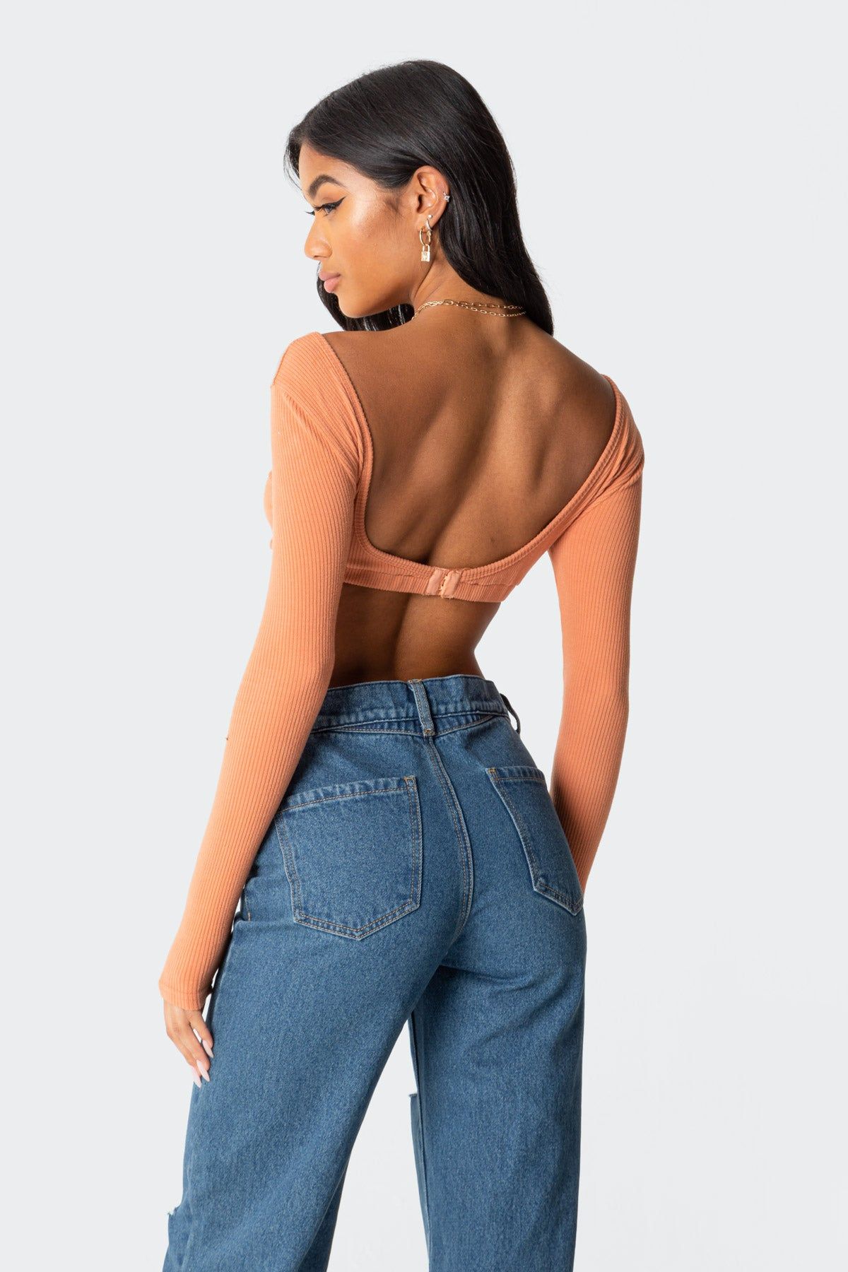 Sydney Ribbed Open Back Crop Top sold by Edikted product image thumbnail 2