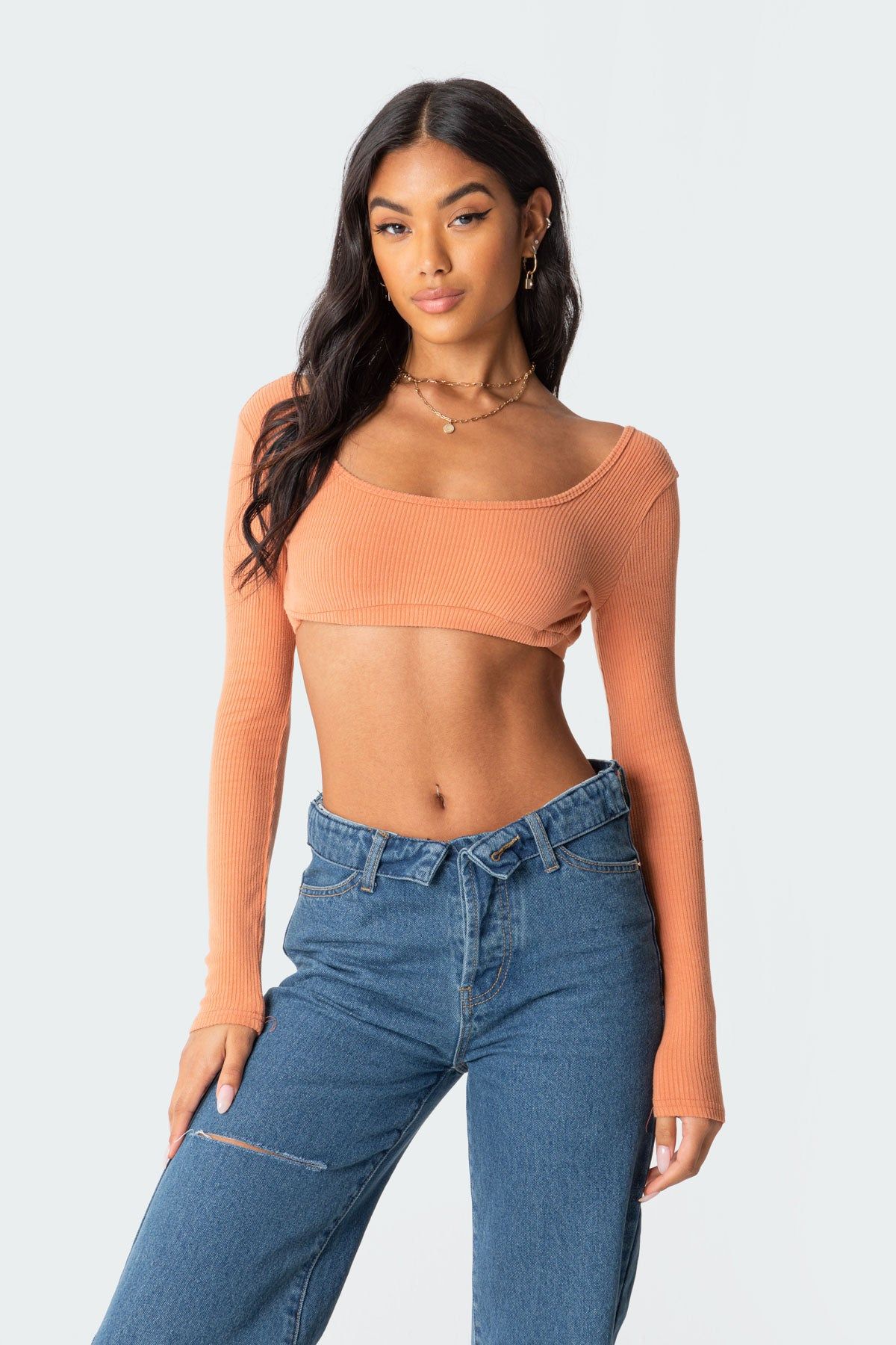 Sydney Ribbed Open Back Crop Top sold by Edikted