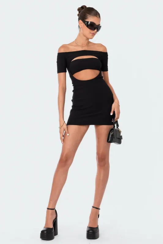 Ribbed Cut-Out Mini Dress sold by Edikted