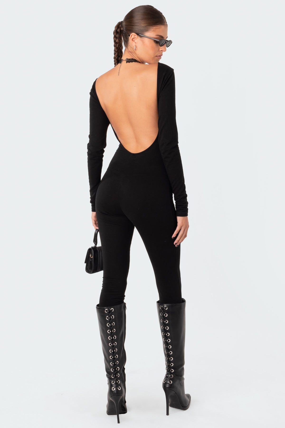 Hallie Open-Back Jumpsuit sold by Edikted