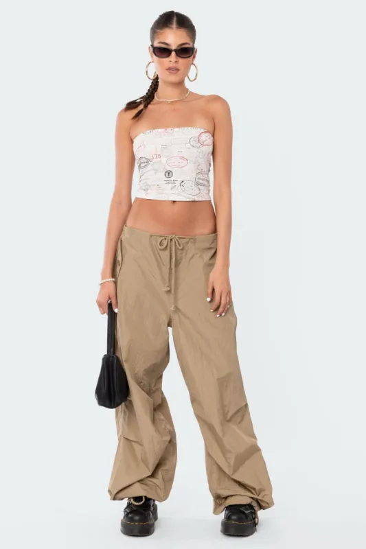 Rian Nylon Cargo Pants sold by Edikted