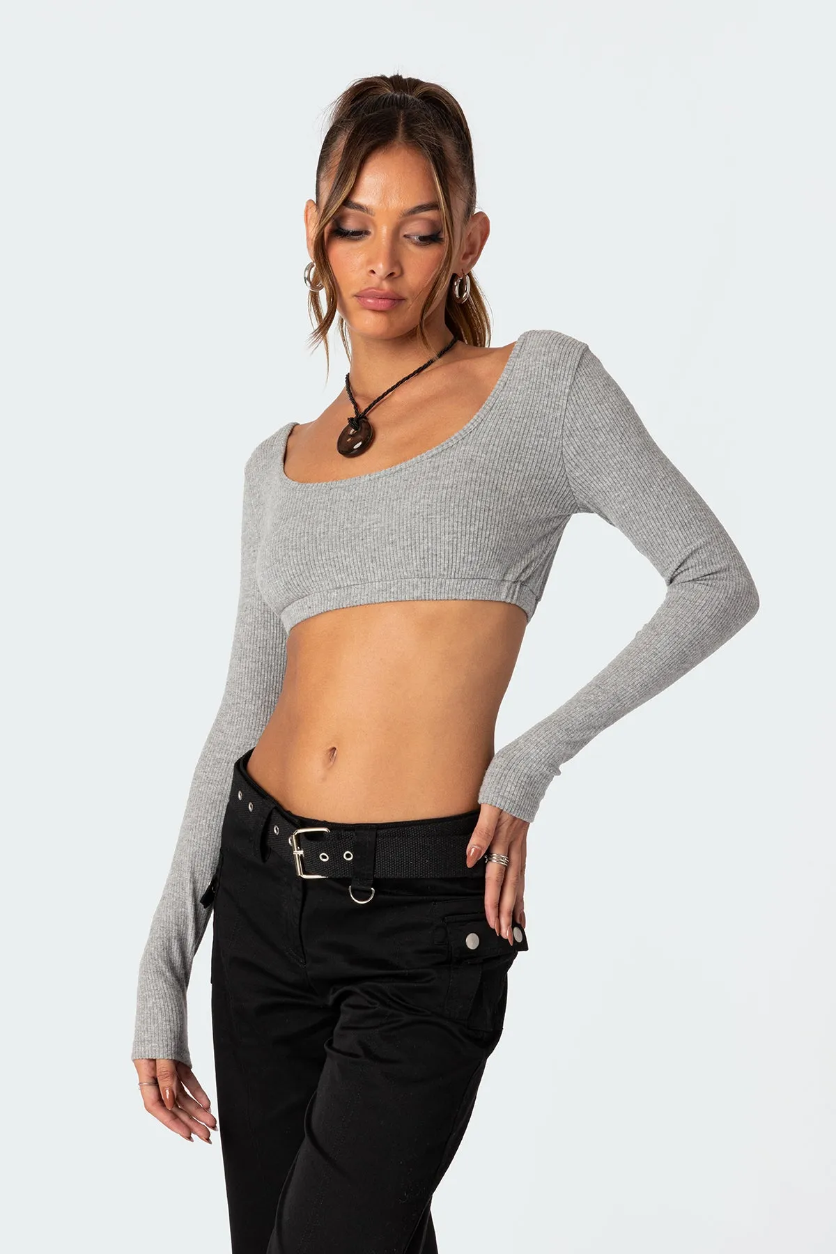 Sydney Ribbed Open Back Crop Top sold by Edikted product image thumbnail 3