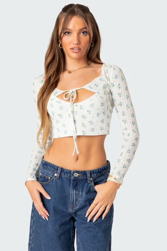 Pointelle Two Piece Shrug Top sold by Edikted