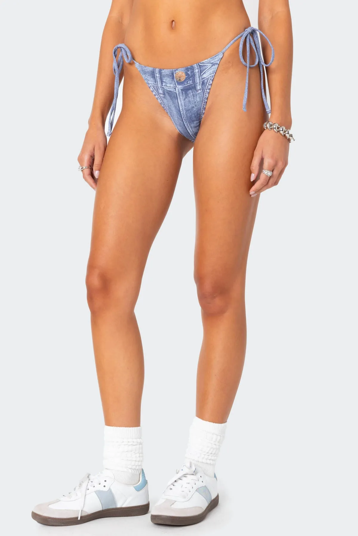 Denim Printed String Bikini Bottom sold by Edikted product image thumbnail 4