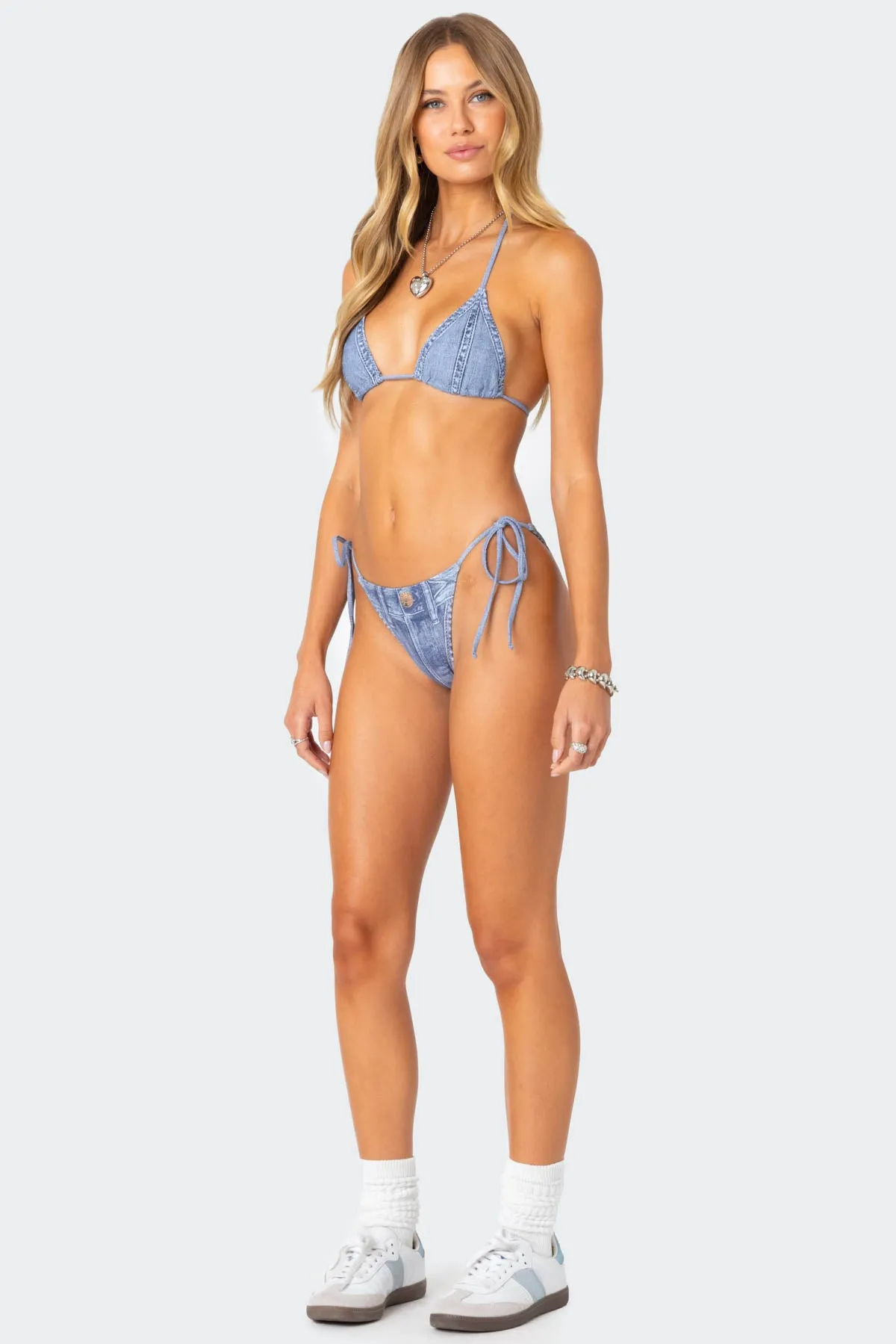 Denim Printed String Bikini Bottom sold by Edikted product image thumbnail 3