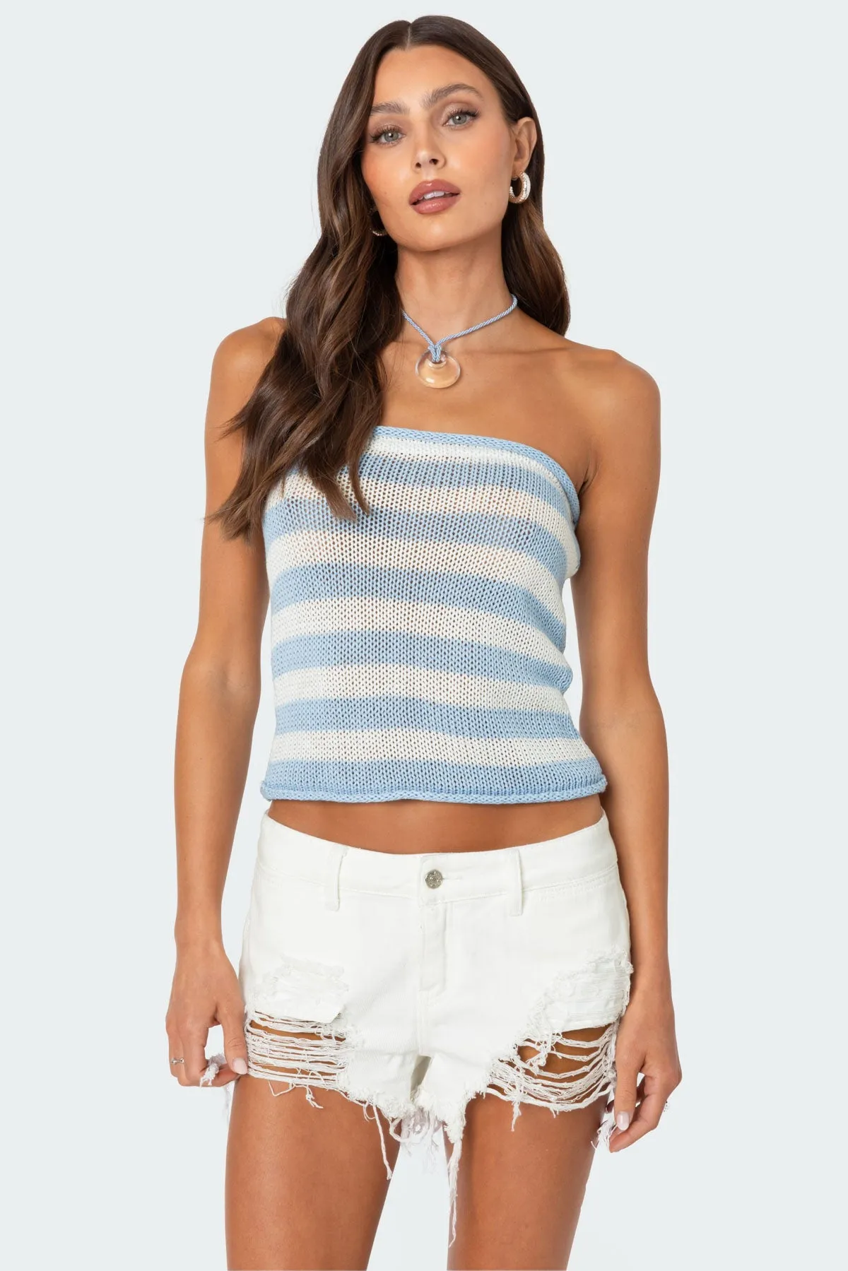 Nox Striped Knit Tube Top sold by Edikted