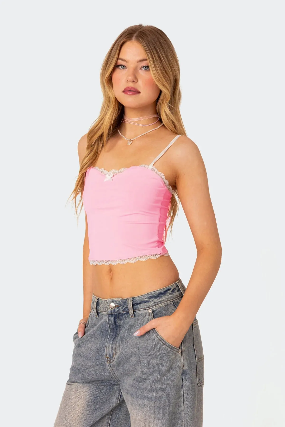 Alara Lace Trim Tank Top sold by Edikted product image thumbnail 4