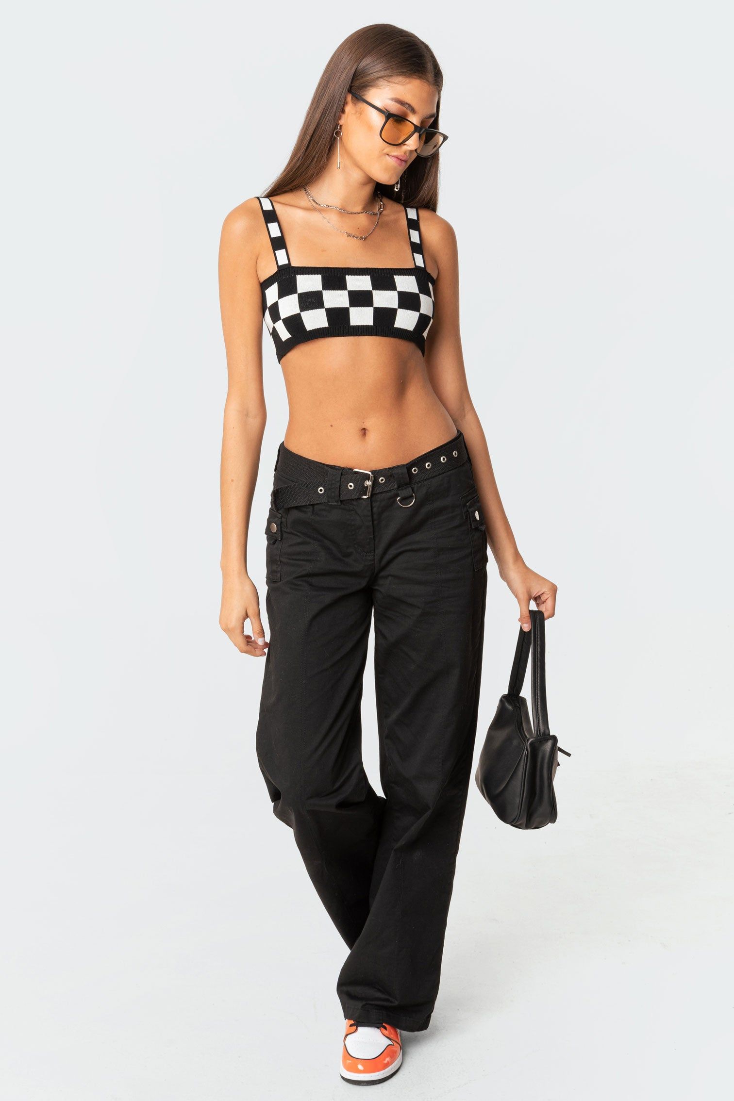 Checkers Knitted Crop Top sold by Edikted product image thumbnail 3