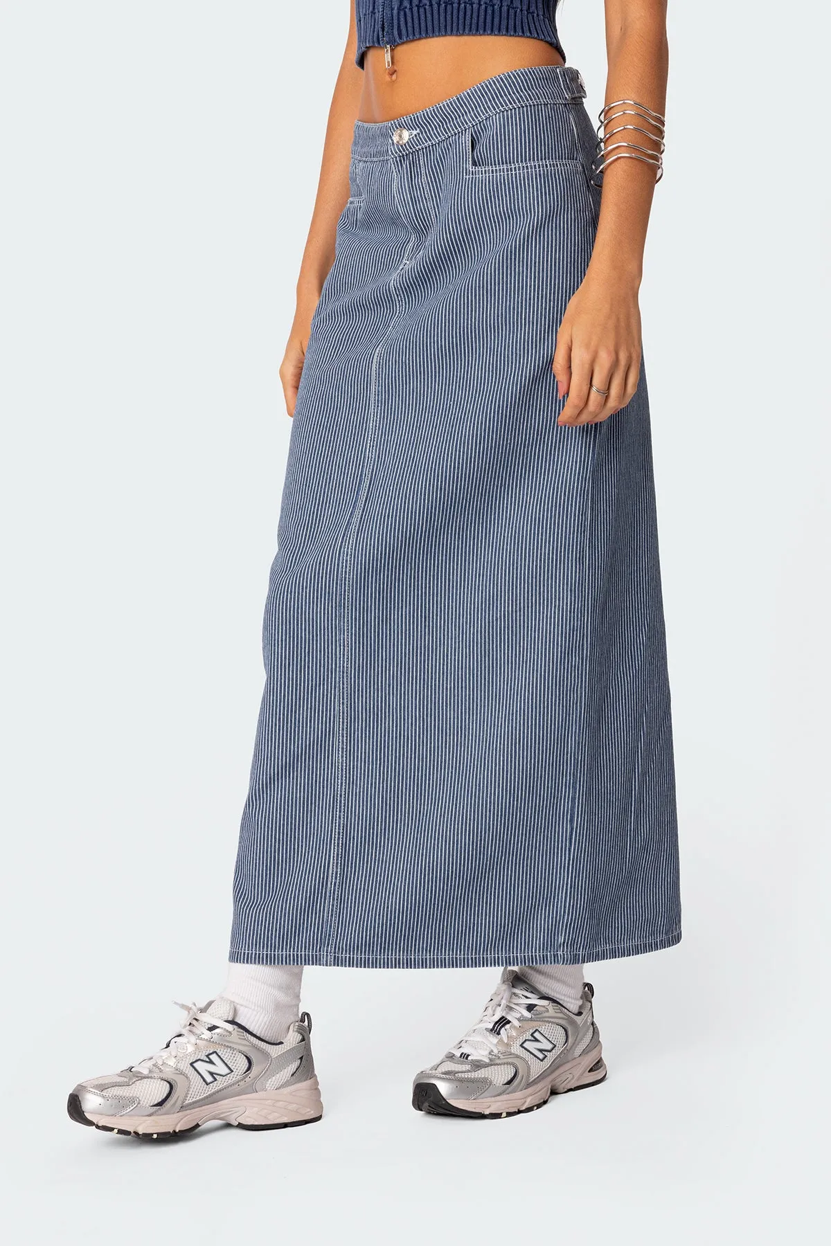 Railroad Denim Maxi Skirt sold by Edikted product image thumbnail 3