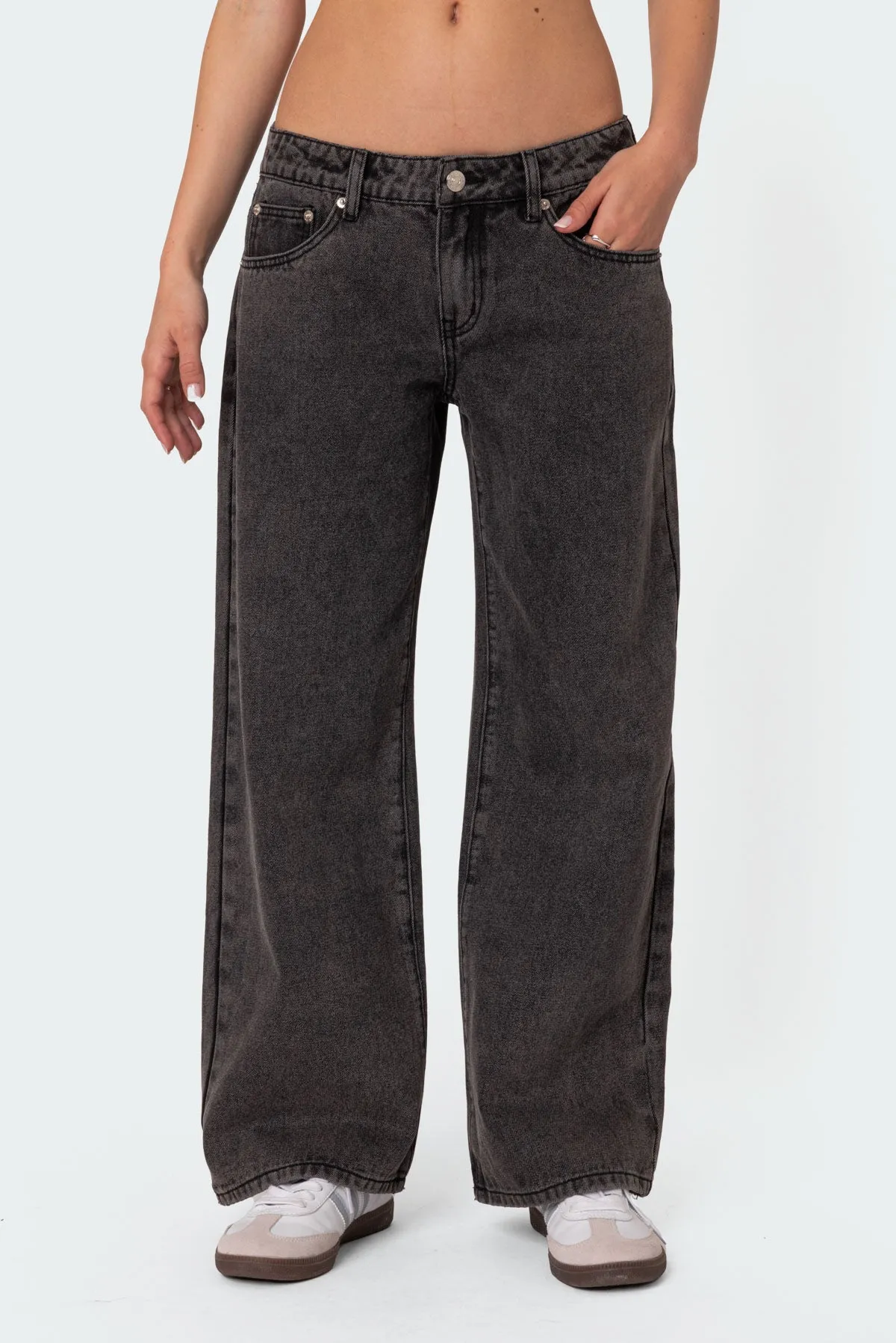 Petite Raelynn Washed Low Rise Baggy Jeans sold by Edikted product image thumbnail 2