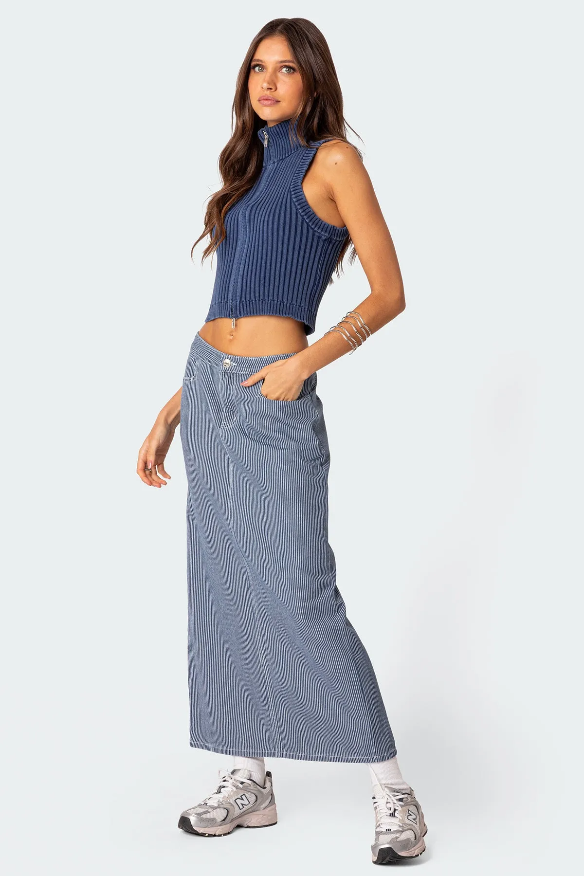 Railroad Denim Maxi Skirt sold by Edikted product image thumbnail 5