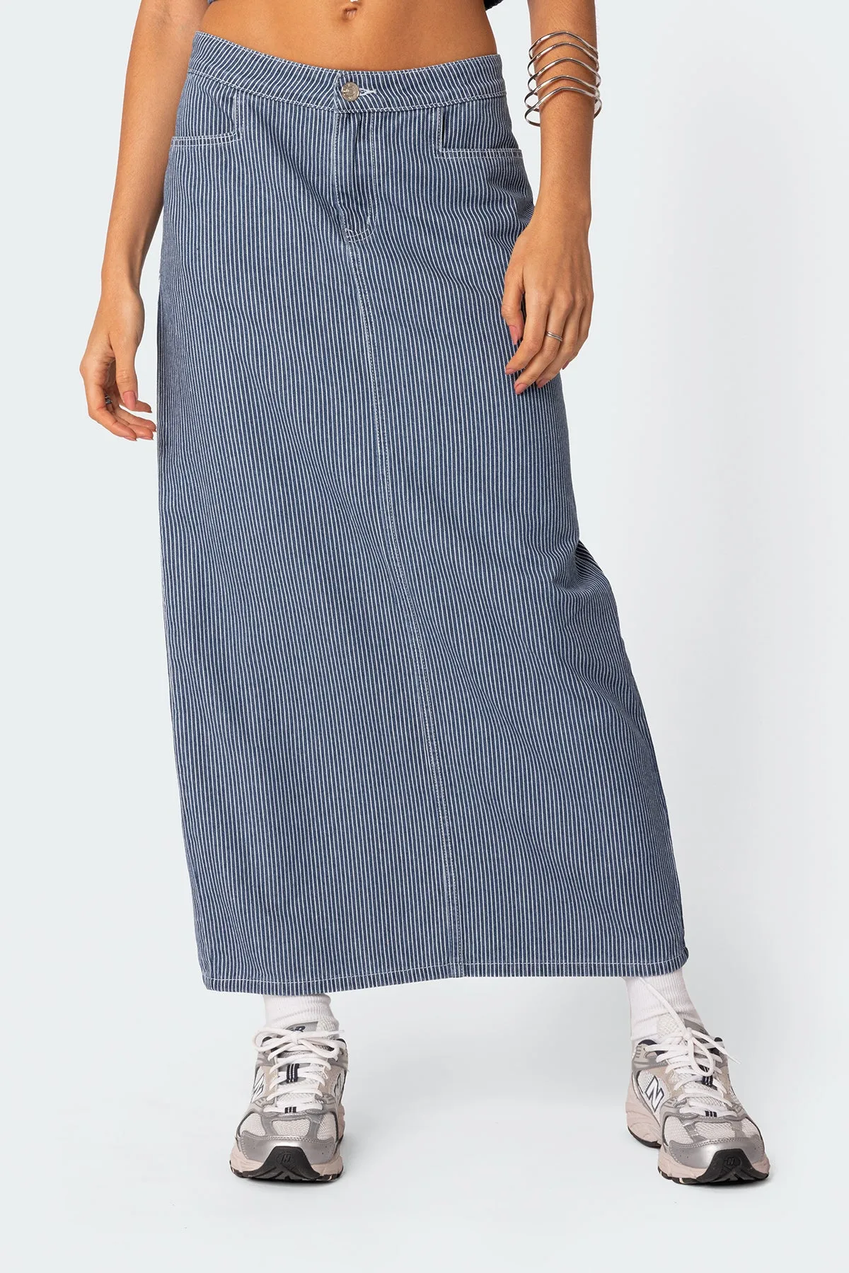 Railroad Denim Maxi Skirt sold by Edikted product image thumbnail 2