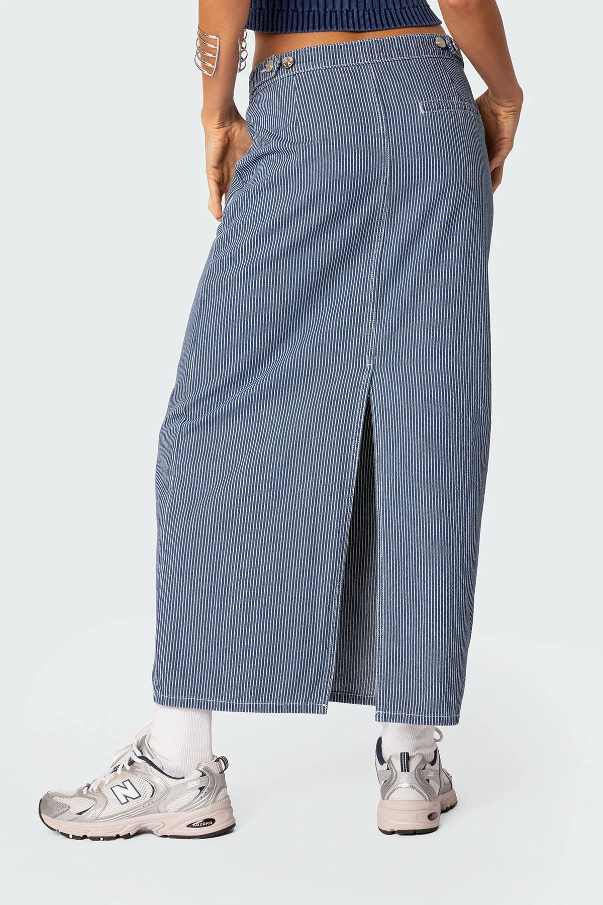 Railroad Denim Maxi Skirt sold by Edikted product image thumbnail 4