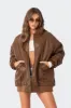 Faux Leather Oversized Bomber Jacket sold by Edikted