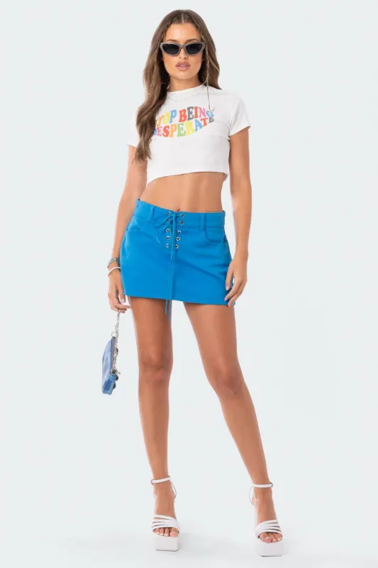 Candice Lace-Up Denim Skirt made by Edikted