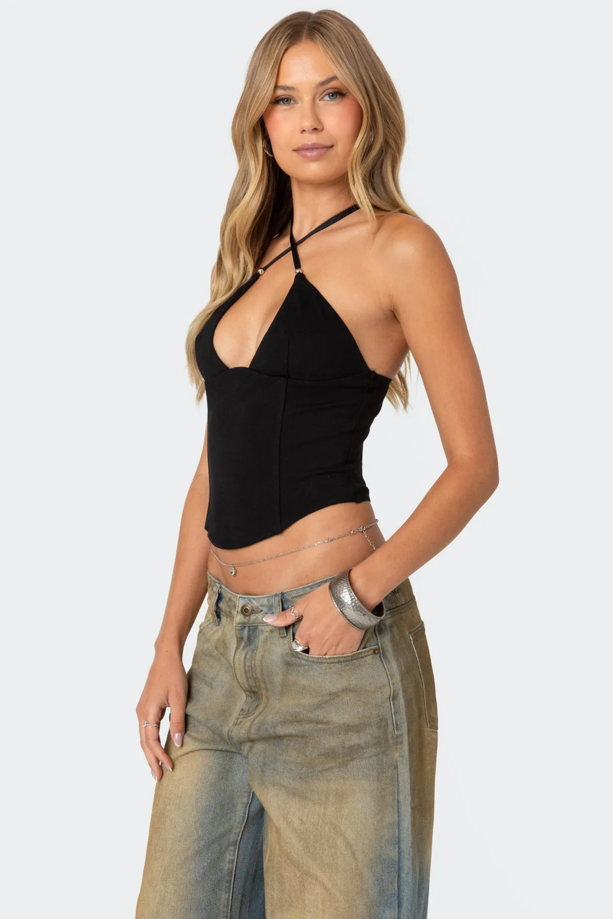 Lou Crossover Beaded Corset sold by Edikted product image thumbnail 3