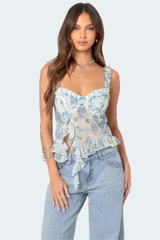 Cascade Ruffled Bra Top sold by Edikted