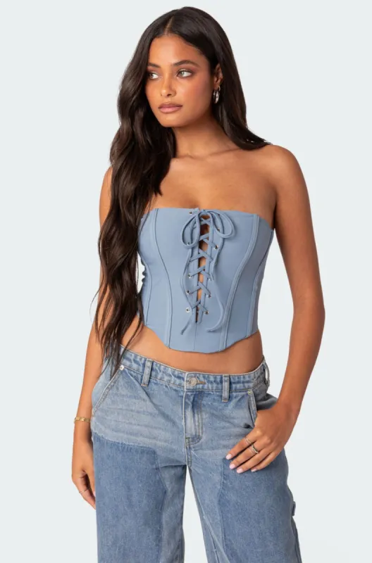 Kilah Lace Up Corset sold by Edikted