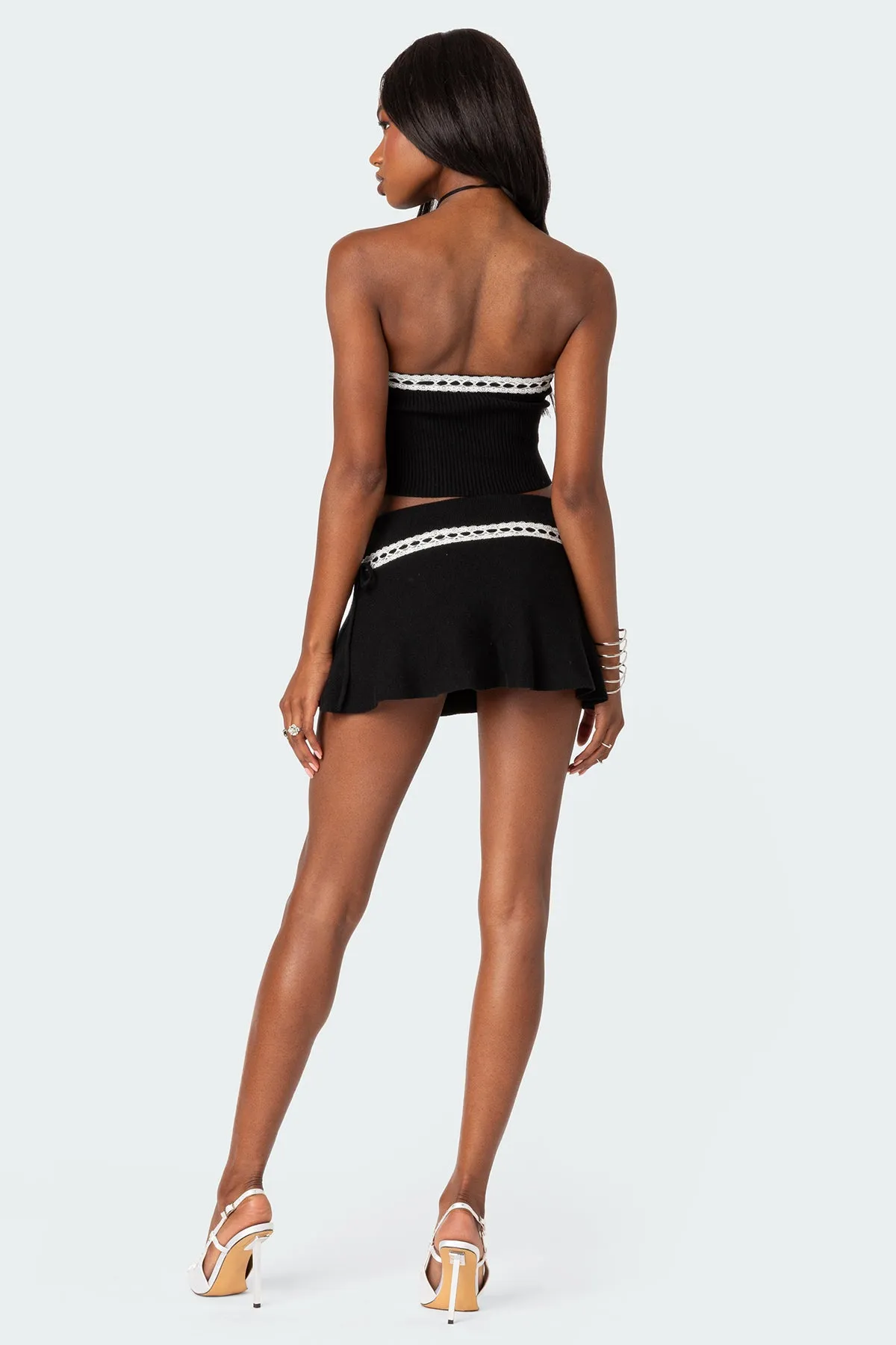 Khloe Lacey Ribbon Knit Tube Top sold by Edikted product image thumbnail 4