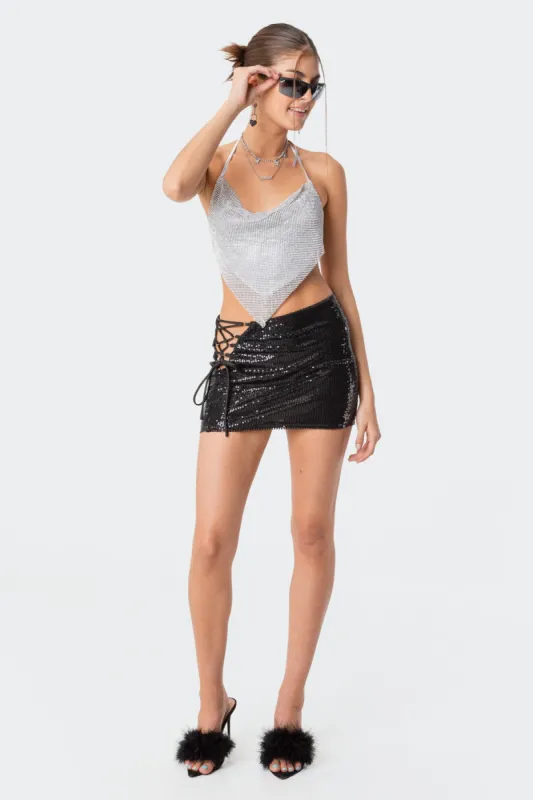 Skylar Sequin Mini Skirt sold by Edikted
