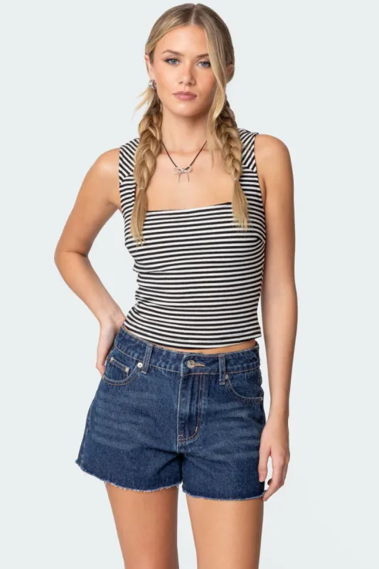 Dillan Striped Square Neck Top sold by Edikted