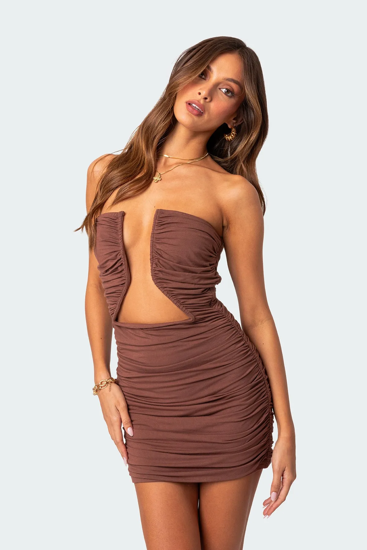 Gathered Cut Out Mini Dress sold by Edikted product image thumbnail 2