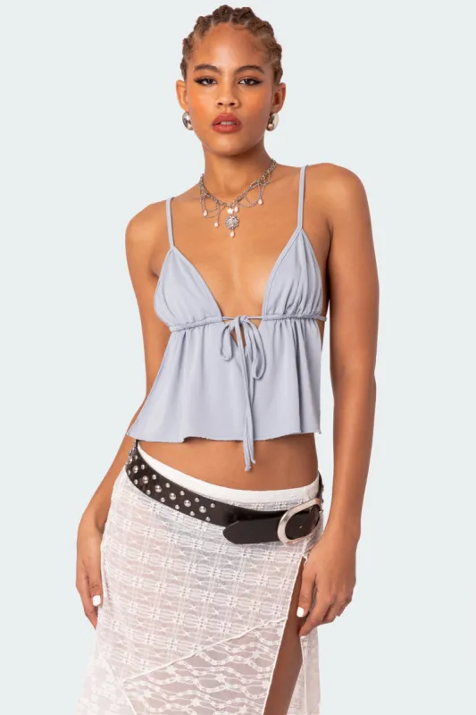 Rylee Tie Front Open Back Top sold by Edikted