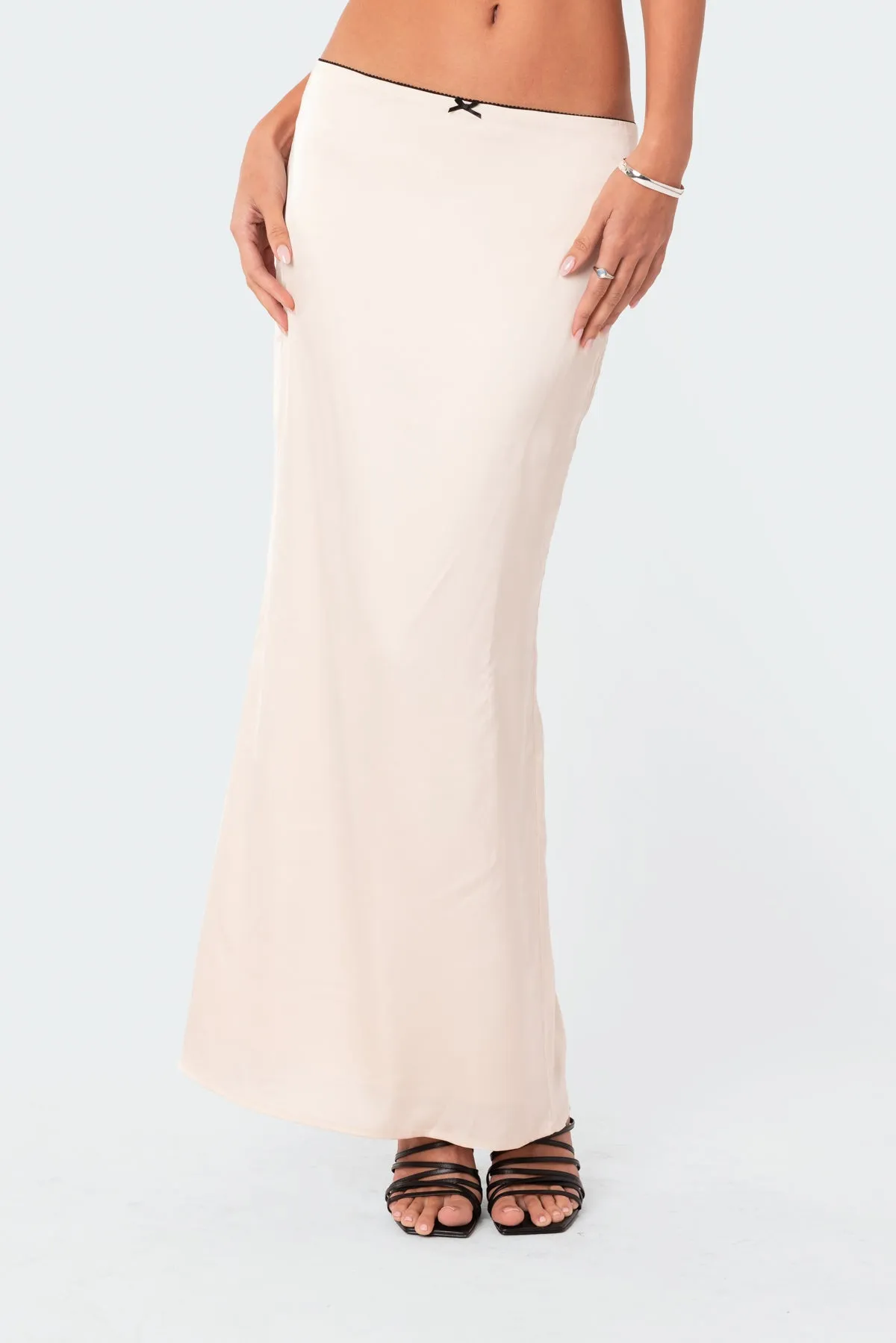 Satin Effect Back Slitted Low Rise Maxi Skirt sold by Edikted product image thumbnail 2