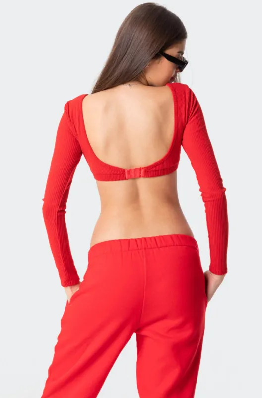 Sydney Ribbed Open Back Crop Top sold by Edikted