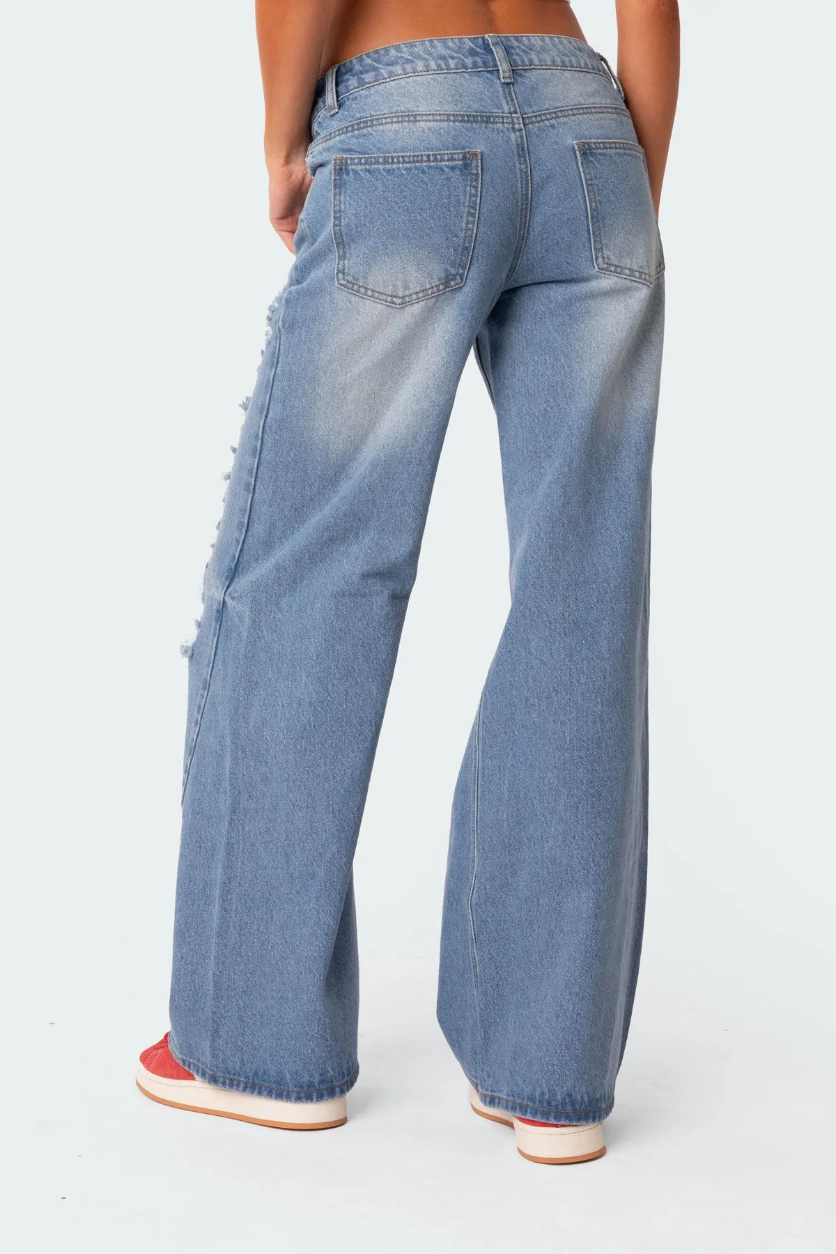 Low Rise Distressed Wide Leg Jeans sold by Edikted product image thumbnail 4