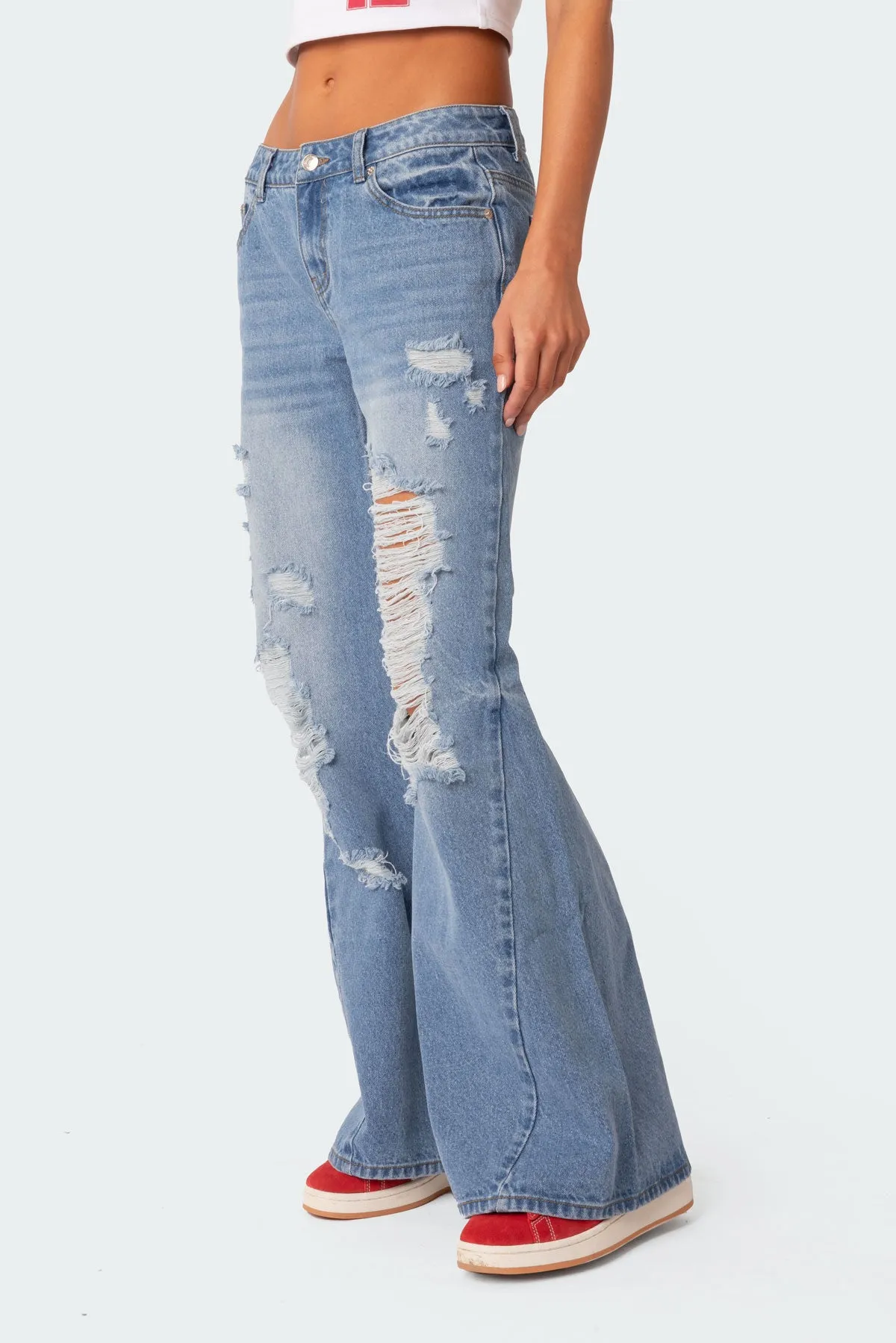 Low Rise Distressed Wide Leg Jeans sold by Edikted product image thumbnail 3