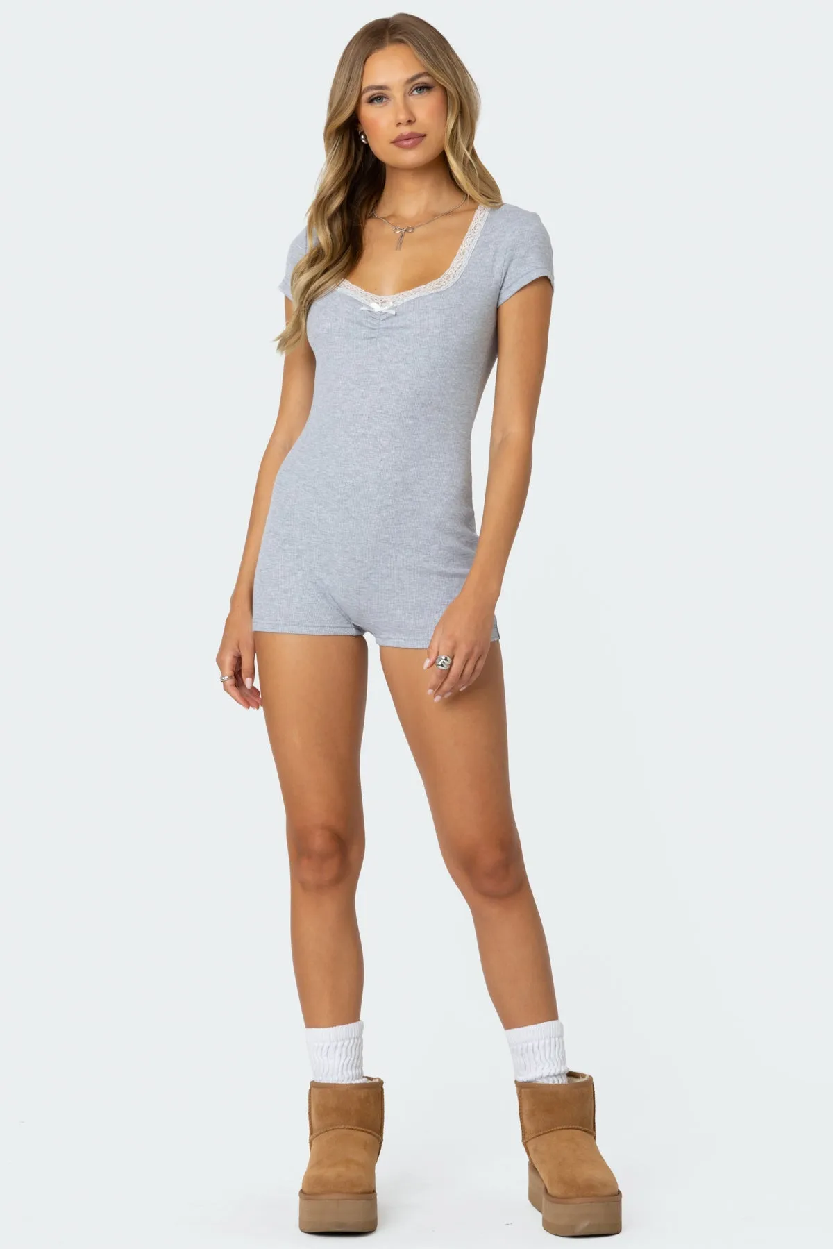 Lincoln Ribbed Romper sold by Edikted product image thumbnail 4