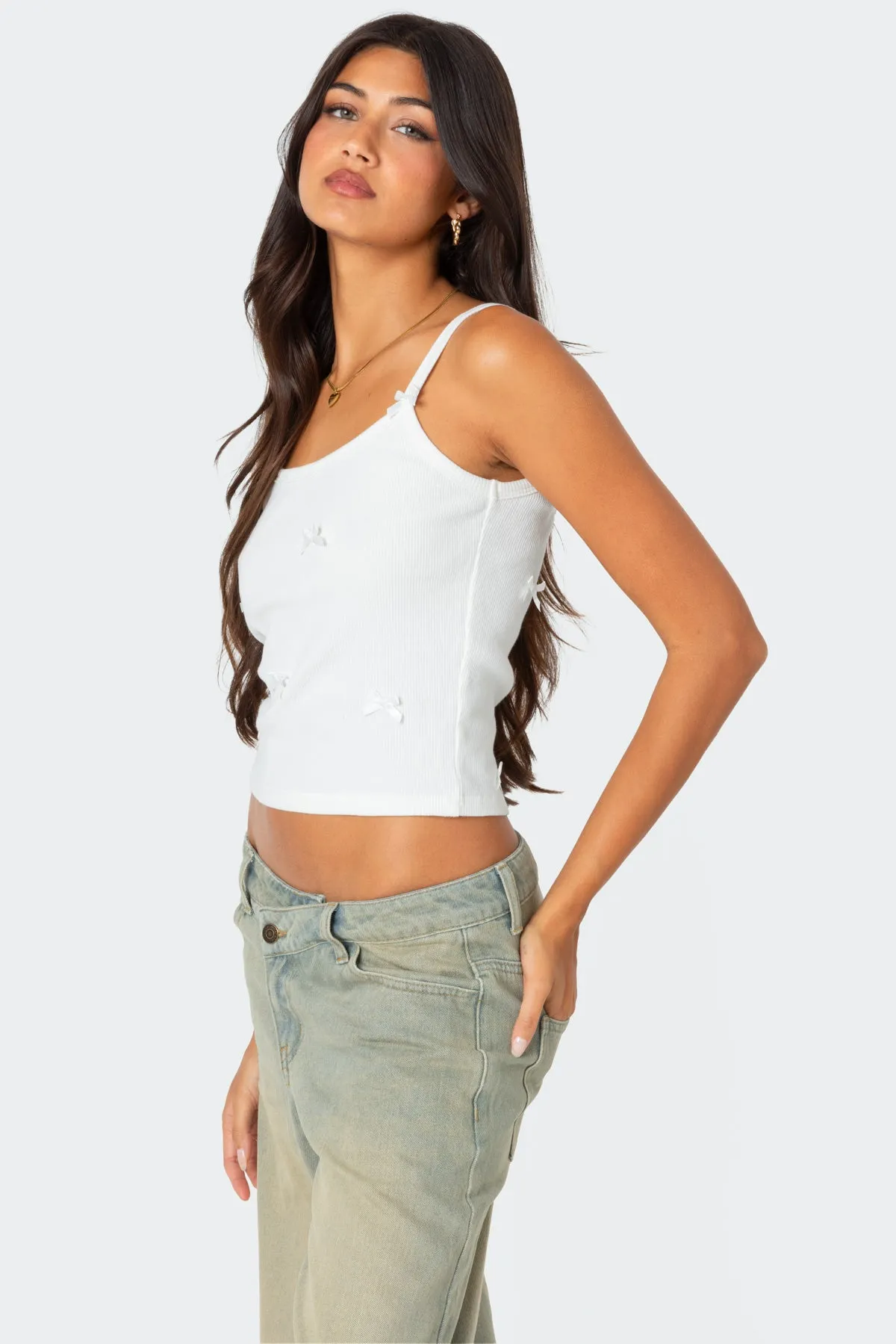 Emilia Ribbed Bow Tank Top sold by Edikted product image thumbnail 3