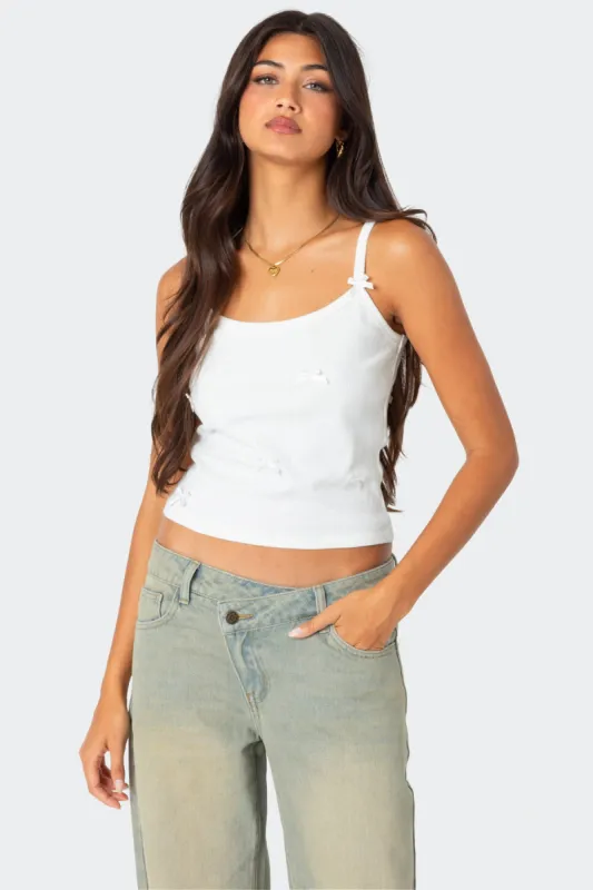 Emilia Ribbed Bow Tank Top sold by Edikted