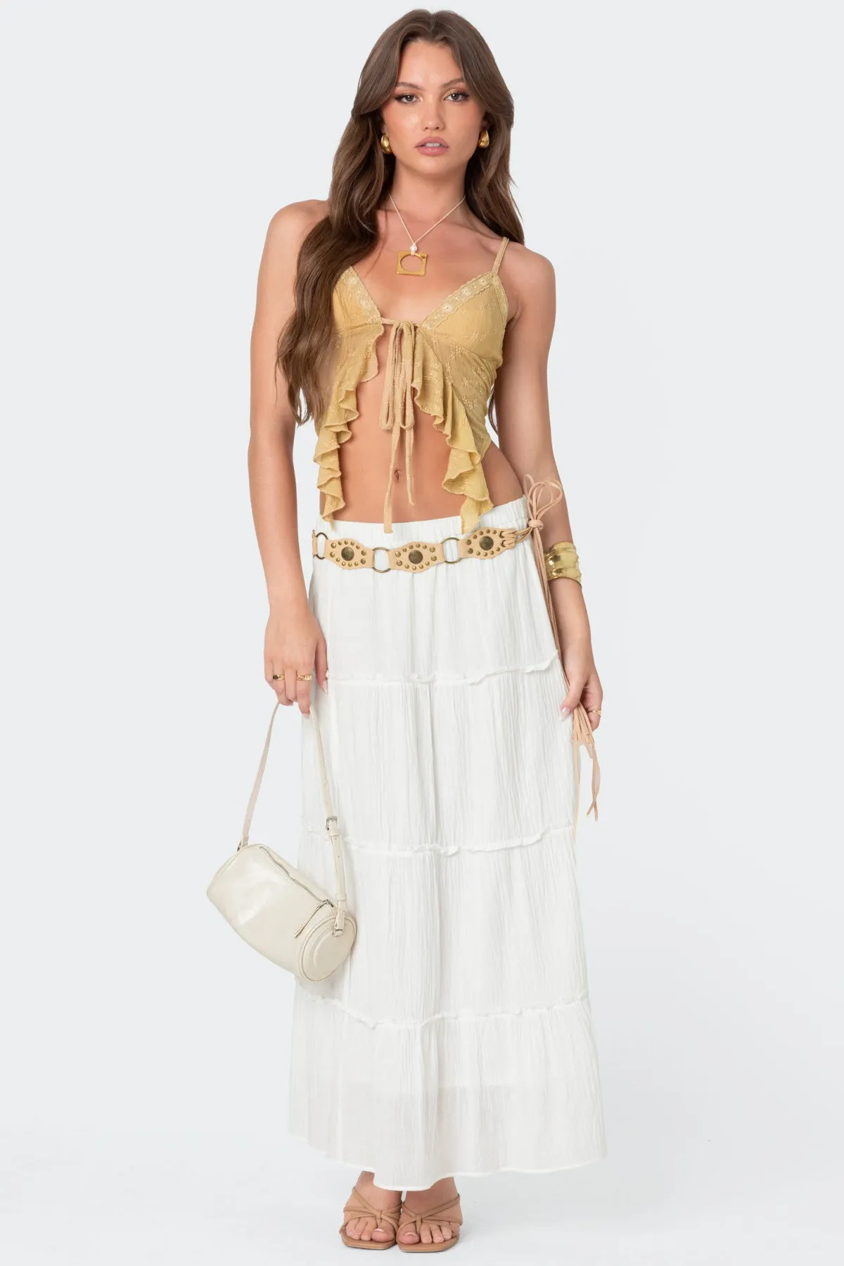 Yola Embroidered Tie Front Top sold by Edikted product image thumbnail 2