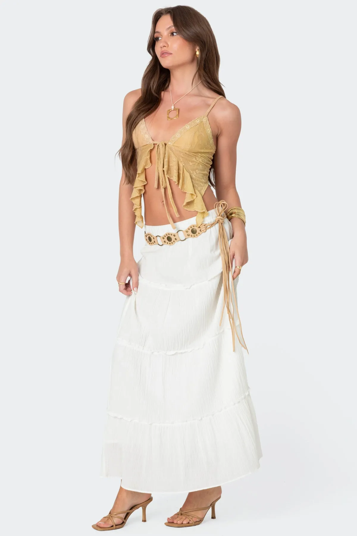 Yola Embroidered Tie Front Top sold by Edikted product image thumbnail 4