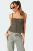 Button Up Linen Look Tank Top sold by Edikted