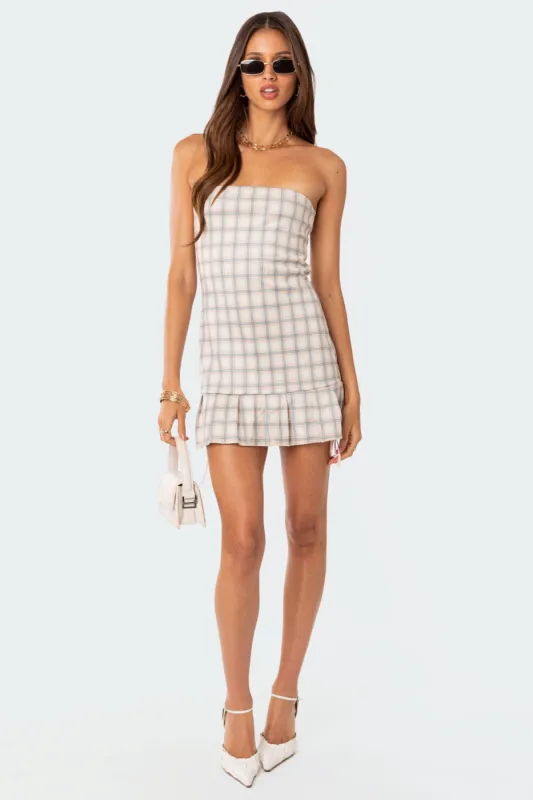 Scotland Ruffle Hem Mini Dress sold by Edikted