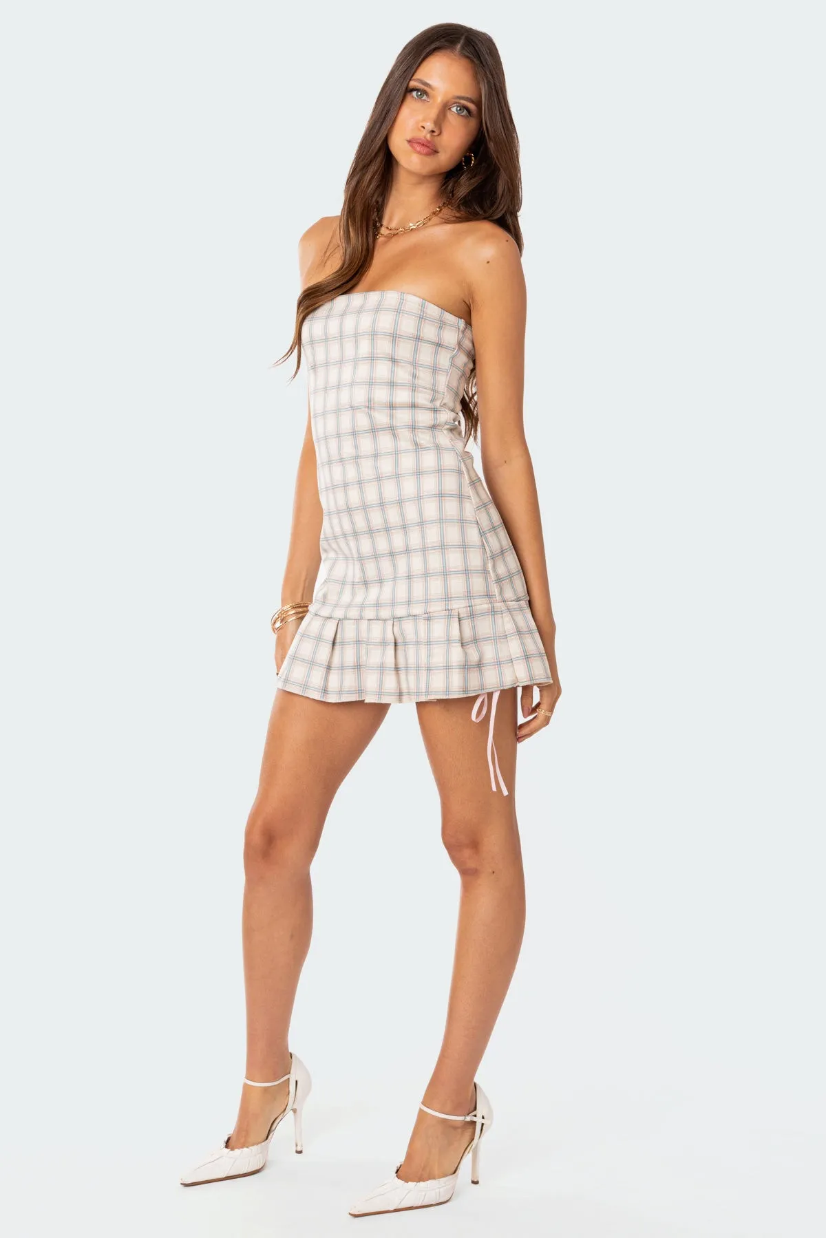 Scotland Ruffle Hem Mini Dress sold by Edikted product image thumbnail 3
