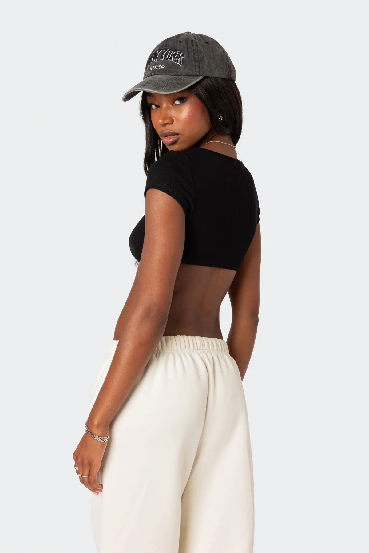 Square Neck Ribbed Crop Top sold by Edikted product image thumbnail 3