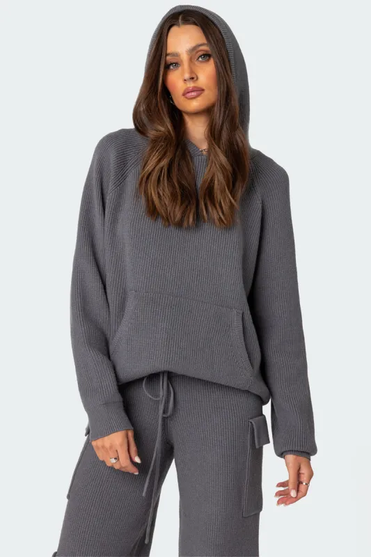 Wynter Oversized Knit Hoodie sold by Edikted