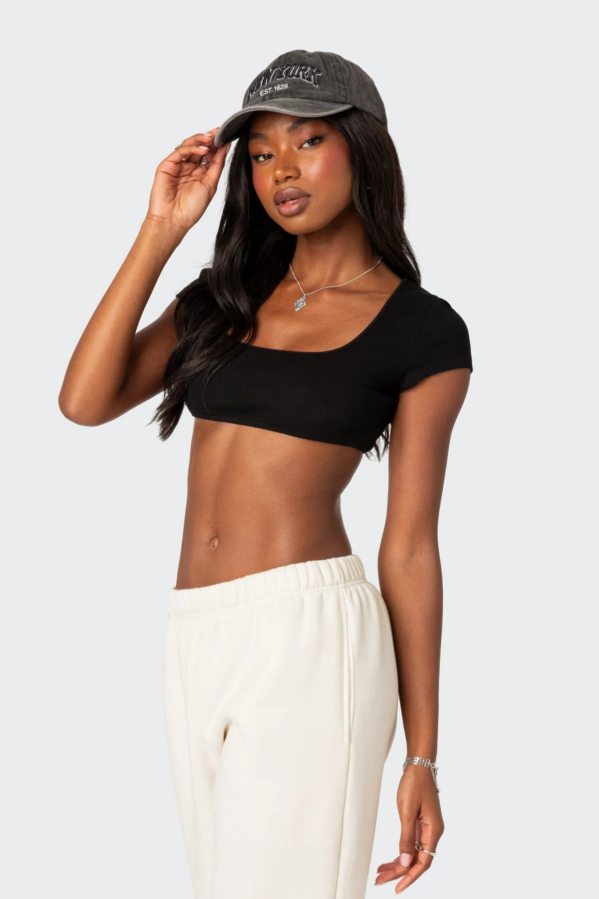 Square Neck Ribbed Crop Top sold by Edikted product image thumbnail 2