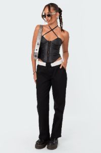 Mila Faux Leather Corset sold by Edikted