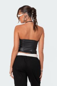 Mila Faux Leather Corset sold by Edikted