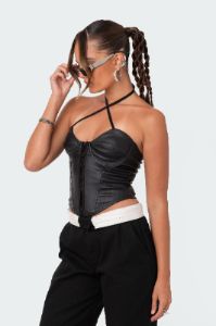Mila Faux Leather Corset sold by Edikted