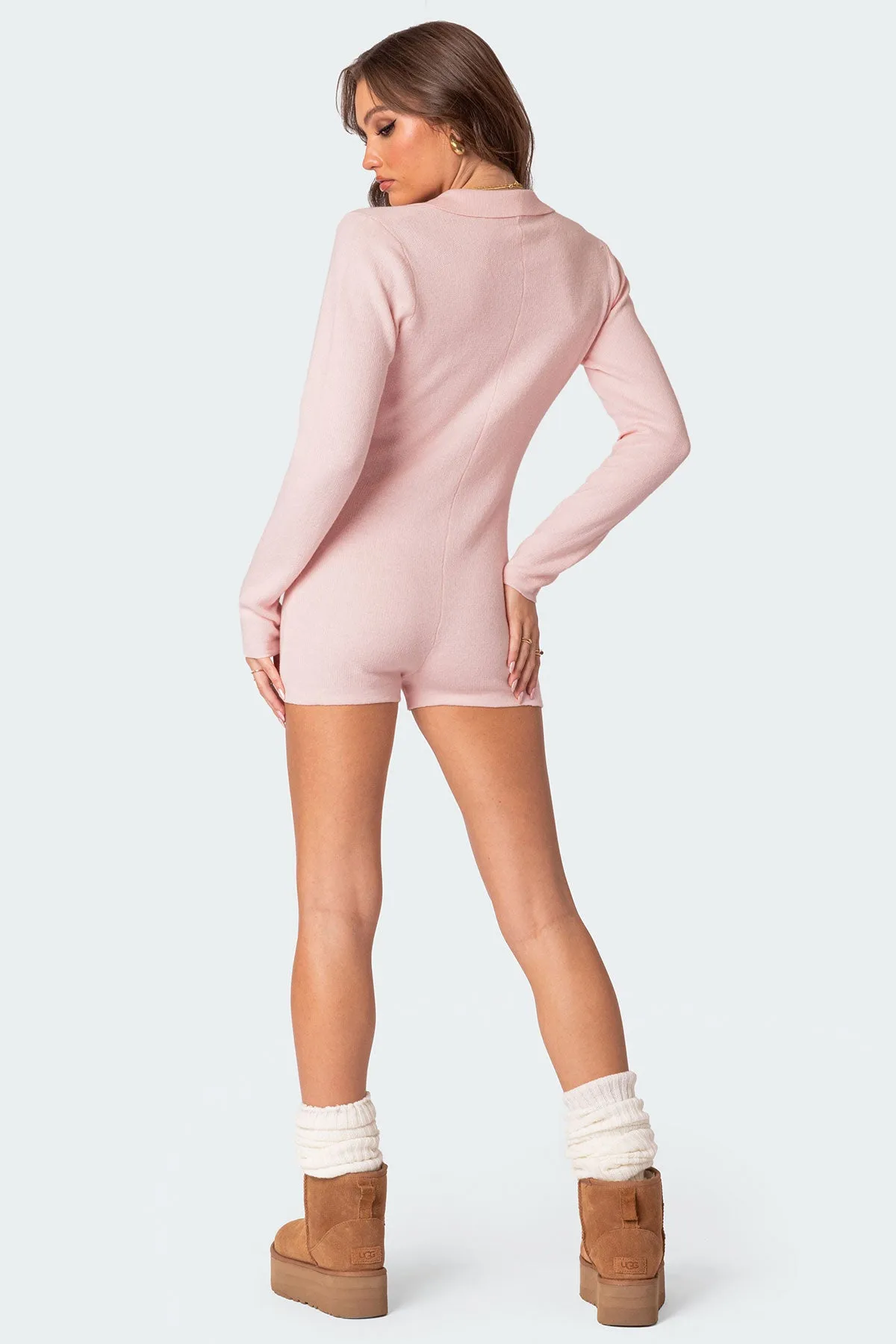 Lillian Button Front Knit Romper sold by Edikted product image thumbnail 4