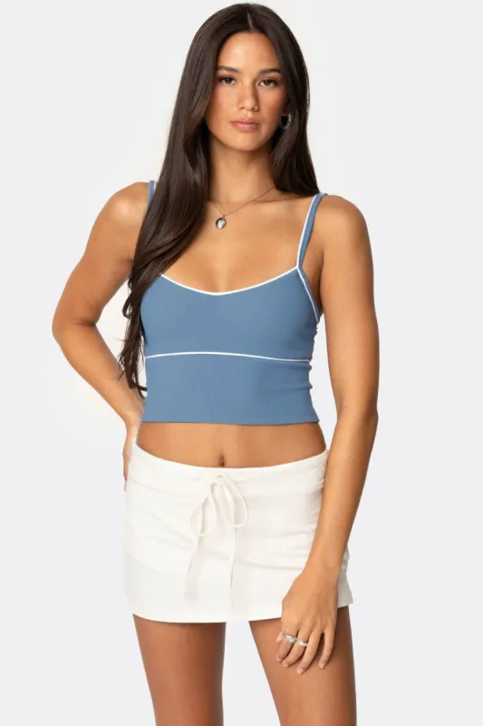 Contrast Cropped Tank Top sold by Edikted