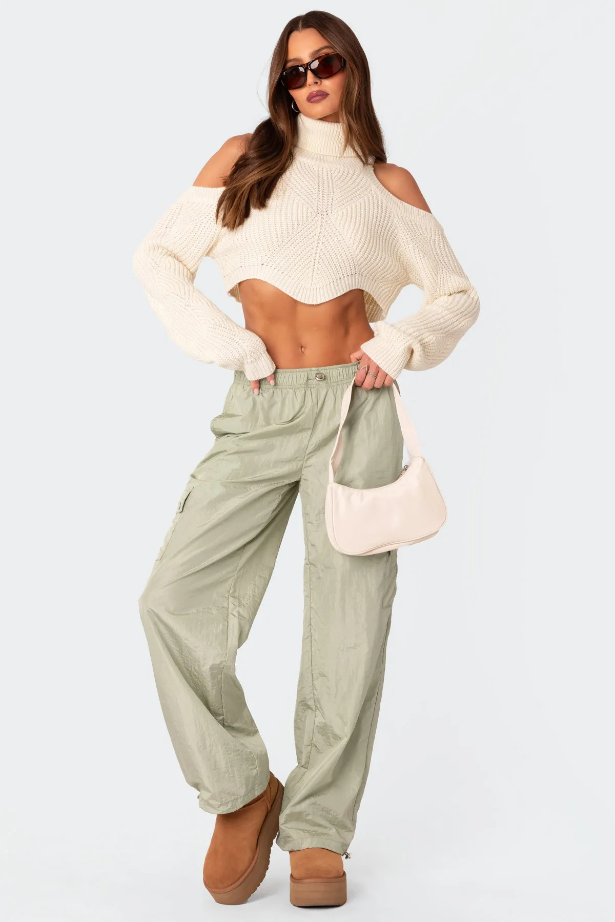 Roy Low Rise Nylon Cargo Pants sold by Edikted