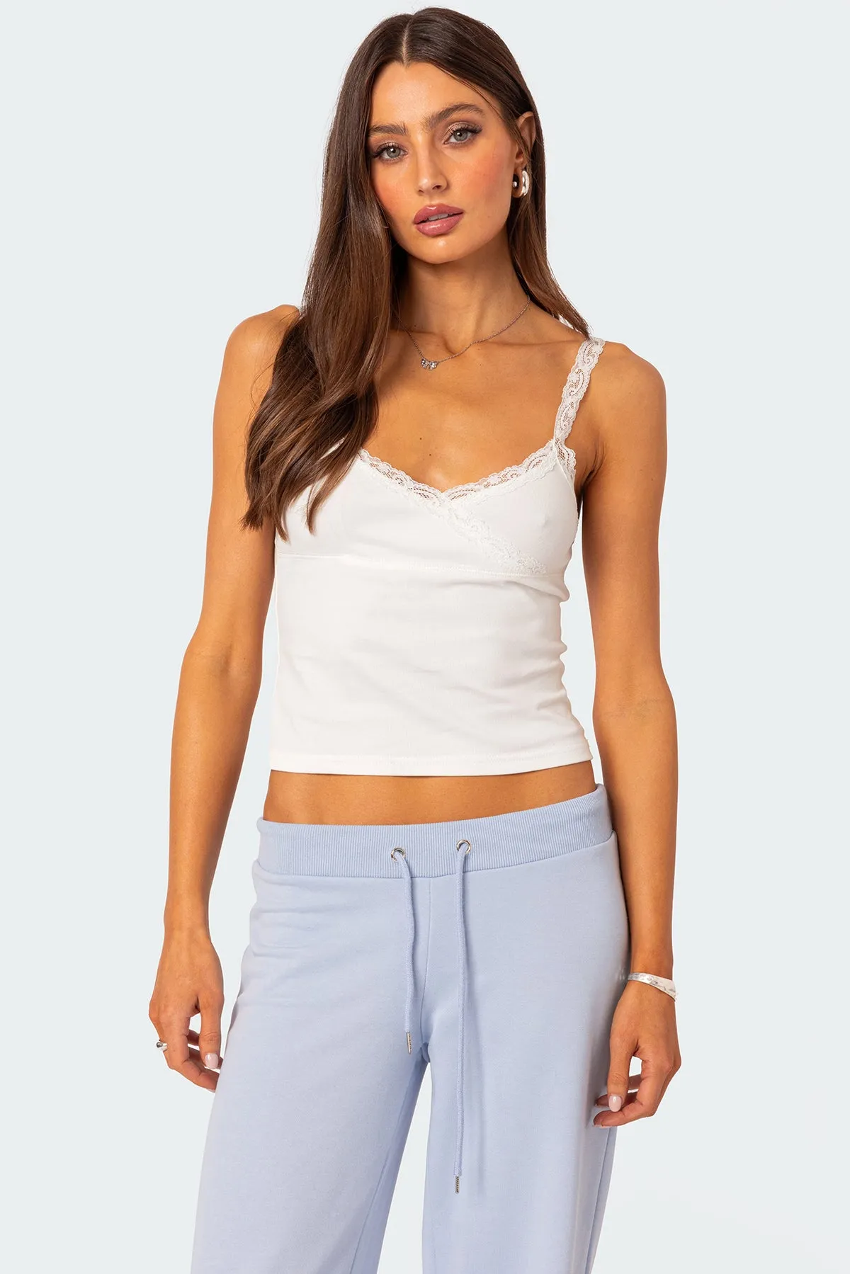 Amilia Lace Trim Tank Top sold by Edikted